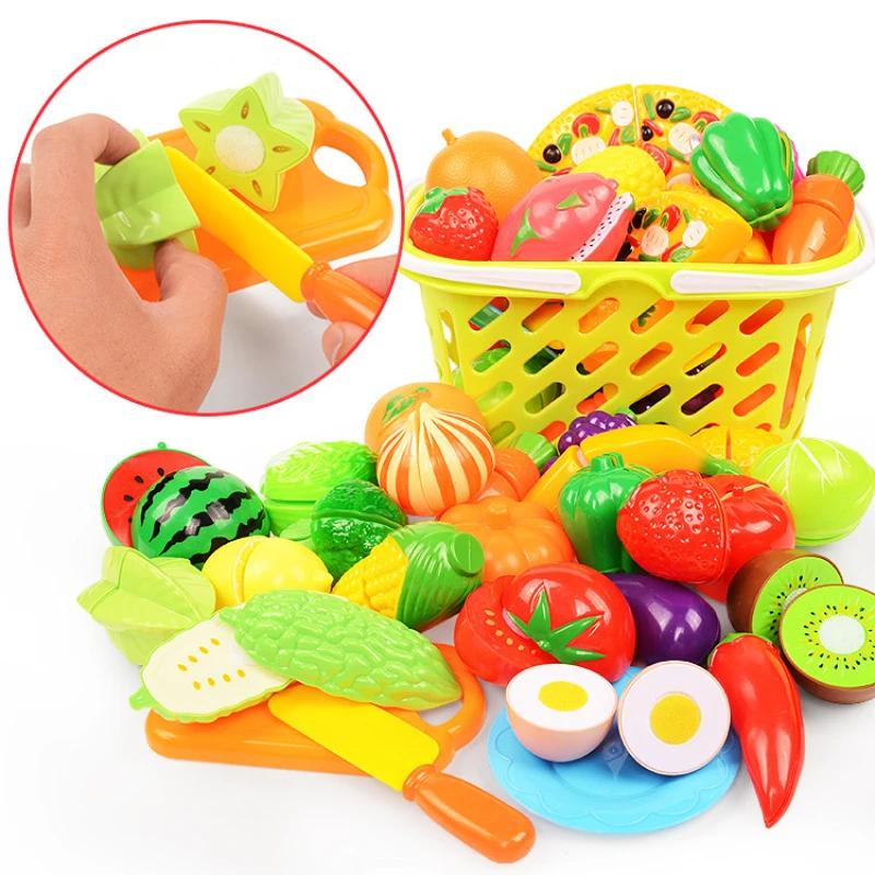 Sale Role Play Educational Gift Baby Toy Pretend Play Food Set Fruits Vegetable Kitchen Playset for Kid's Gift Assembly Game