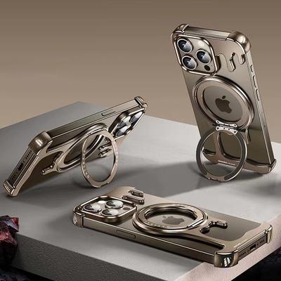 Luxury Liquid Metal Phone Case for IPhone 16 15 14 13 Pro Max Magsafe Magnetic Stand Anti Drop Heat Dissipation Wireless Charge Cover