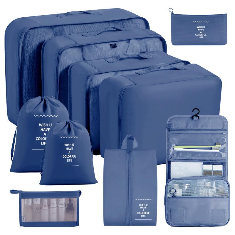 Eight-Piece Waterproof Travel Storage Bag Set for Business Trips - Large Capacity