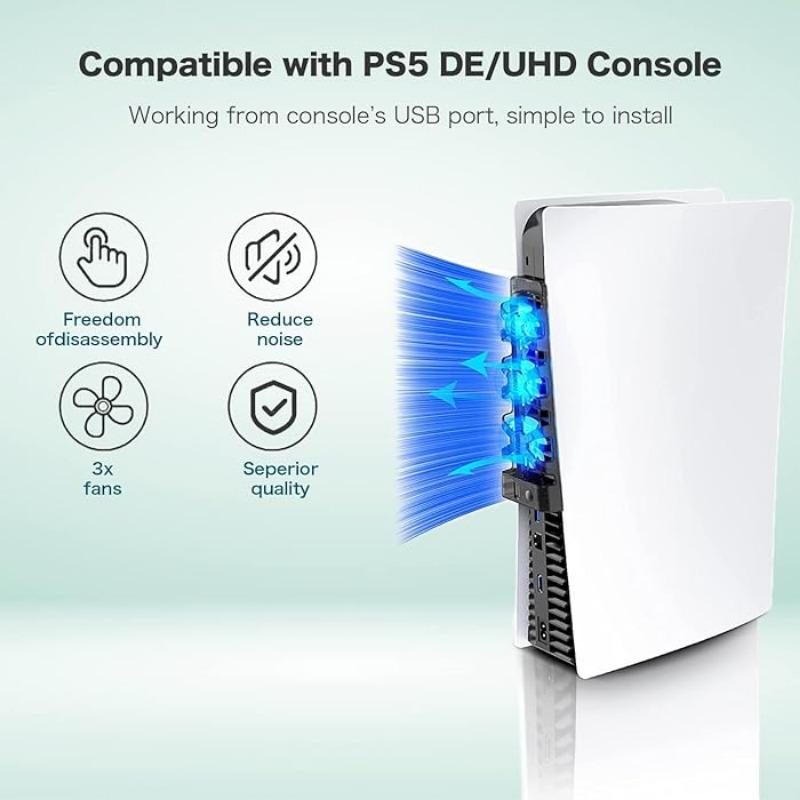 Ventilator de răcire pentru consolă PS5, controlul temperaturii, Hub pentru mașină de joc, ventilator de răcire Gamepad, radiator, ventilator de răcire cu aer Hub, ventilator de aer Ray spate ABS
