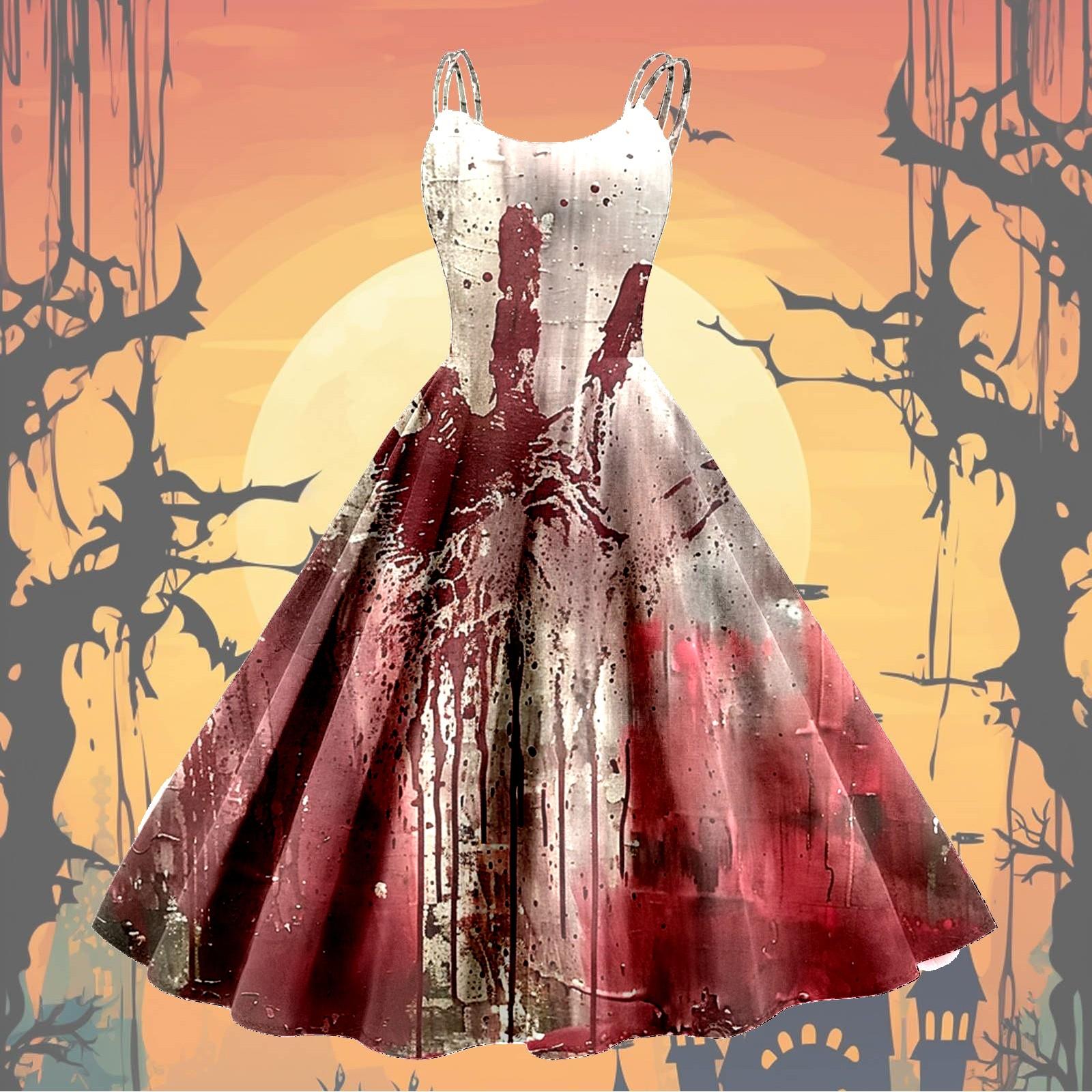 

Женское модное сексуальное коктейльное платье без бретелек с принтом на Хэллоуин в стиле панк, винтажное платье. L