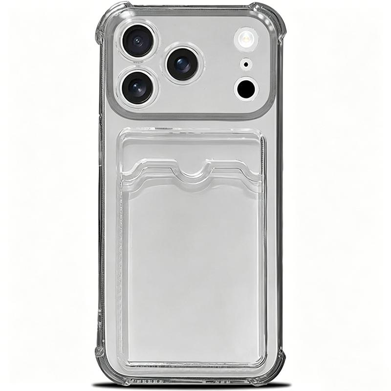 

Прозрачный чехол-кошелек для карт для iPhone Air 17 E 16 Pro Max 15 Plus 14 13 12 Mini 11 Xr Xs Max 17Pro Ударопрочный Тонкий Прилегающий Защитный Мягкий Чехол-Кошелек iPhone 17 чёрный