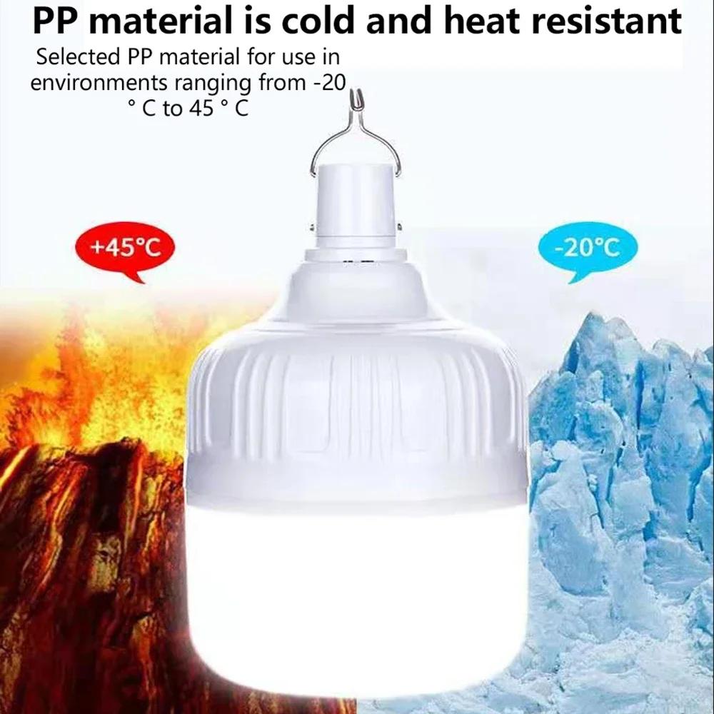 Portable Outdoor Camping Lights USB Rechargeable Lamp LED Emergency Bulb Hook High Power Tents Lantern Night Lights Bulb