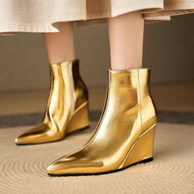 Size 46 Women's Boots Zipper European and American Pointed Head Large Size Shoes Rubber Sole High Heels 2025 Solid Color Low Boots