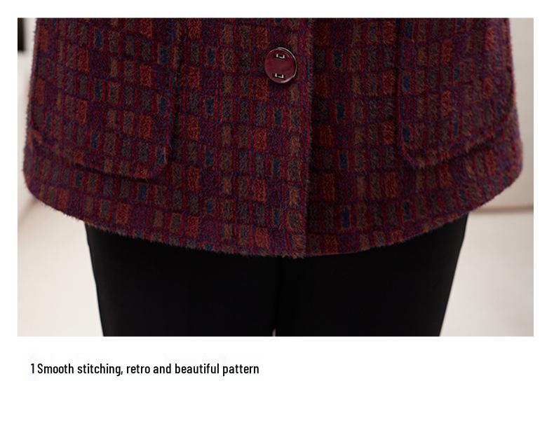 Grandma's Autumn Wool-Blend Coat: Cozy Velvet-Lined Winter Wear for Elderly Ladies