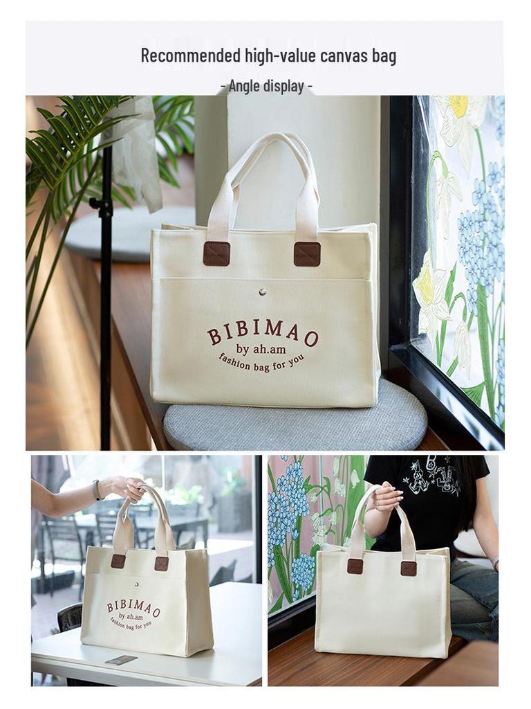 Large Canvas Tote Bag for Women - Customizable with Logo Pattern Ideal for Students