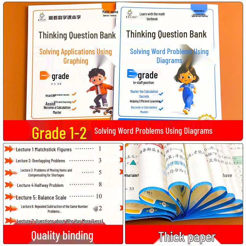 First & Second-Grade Math Textbook: Mental Math, Thinking Problems, Graphical Word Problem Solving