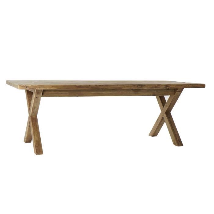 Table de salle à manger - Bois recyclé - 220x220 cm - 8 places - Design alpin intemporel