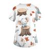 Women's Fashion Short Sleeve Cute Animal Printed V-Neck Pocket Workwear Tops