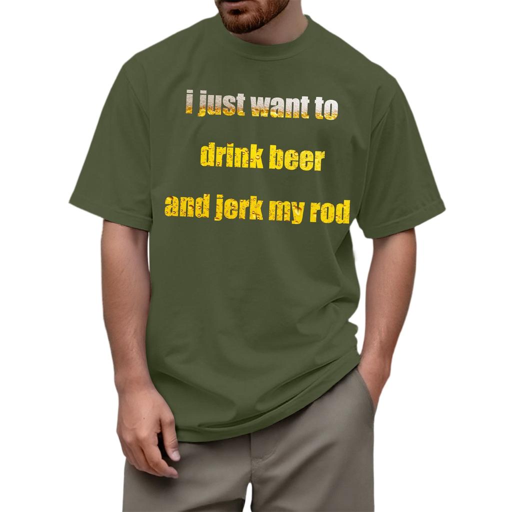 Pánské ležérní tričko s krátkým rukávem a potiskem s kulatým výstřihem