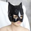 Sexy Mask Womens Tempting Half Face Headgear  Cat Ears Masks Leather Face Mask Hood Catsuit Accessory Halloween Cosplay Props