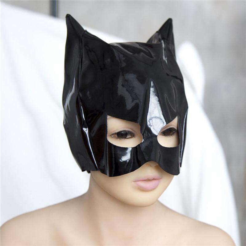 Sexy Mask Womens Tempting Half Face Headgear Cat Ears Masks Leather Face Mask Hood Catsuit Accessory Halloween Cosplay Props