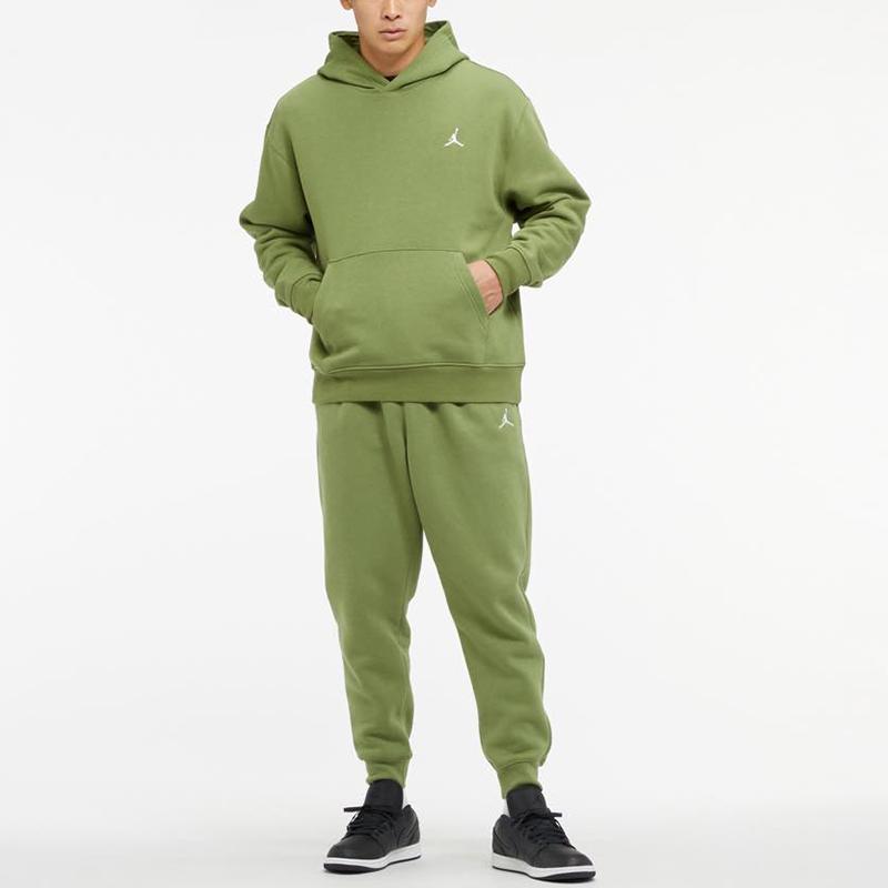 Jordan Solid Color Logo Print Hooded Pullover Fleece Long Sleeve T-Shirt Men Tops Green FJ7775-340