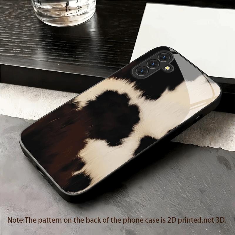 Electroplated Glass Phone Case Suitable for Samsung Galaxy S26 S25 S24 S23 S22 S20 S11 S10 FE Ultra Plus Anti Drop Cow Pattern