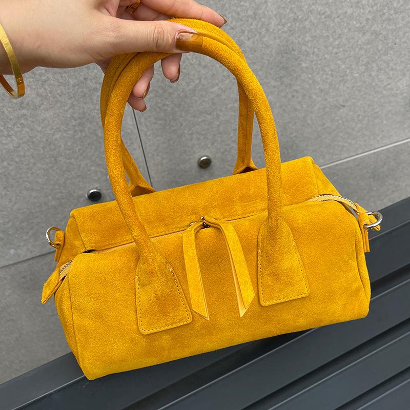 

Genuine Cowhide Leather Tote Bag With Three-Point Protection Corner 2025 Single Leather Bottom Bag Women s Real Leather French Style Bag Macaron Color 25x12x13cm жёлтый