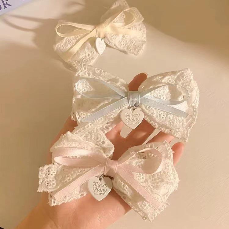 Ceai Alb Bucurie Clară~~Agrafă de Păr cu Fundă Albă din Dantelă Femeie Clip Lateral Lolita Clip Cioc de Rață Agrafă de Păr Piesă de Cap