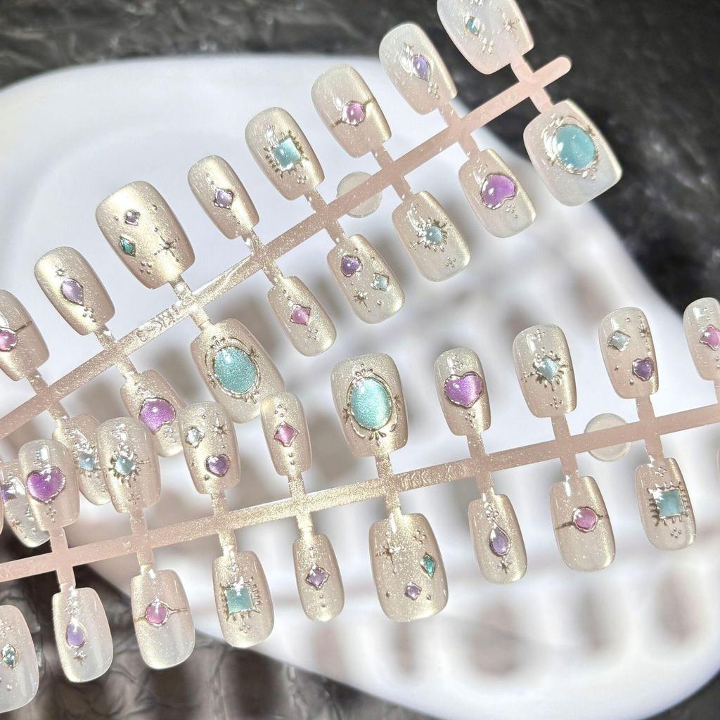 Gem Baroque Cat Eye Glitter 3D Star Moon Vintage Nail Art Patches