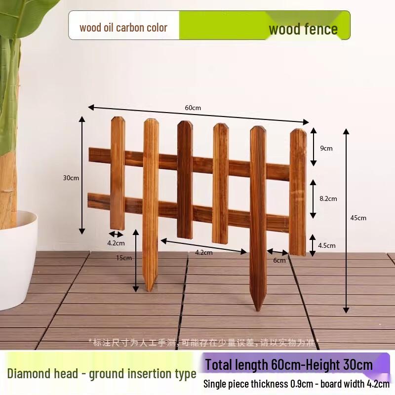 Solid Wood Carbonized Garden Fence (Pack of 2)