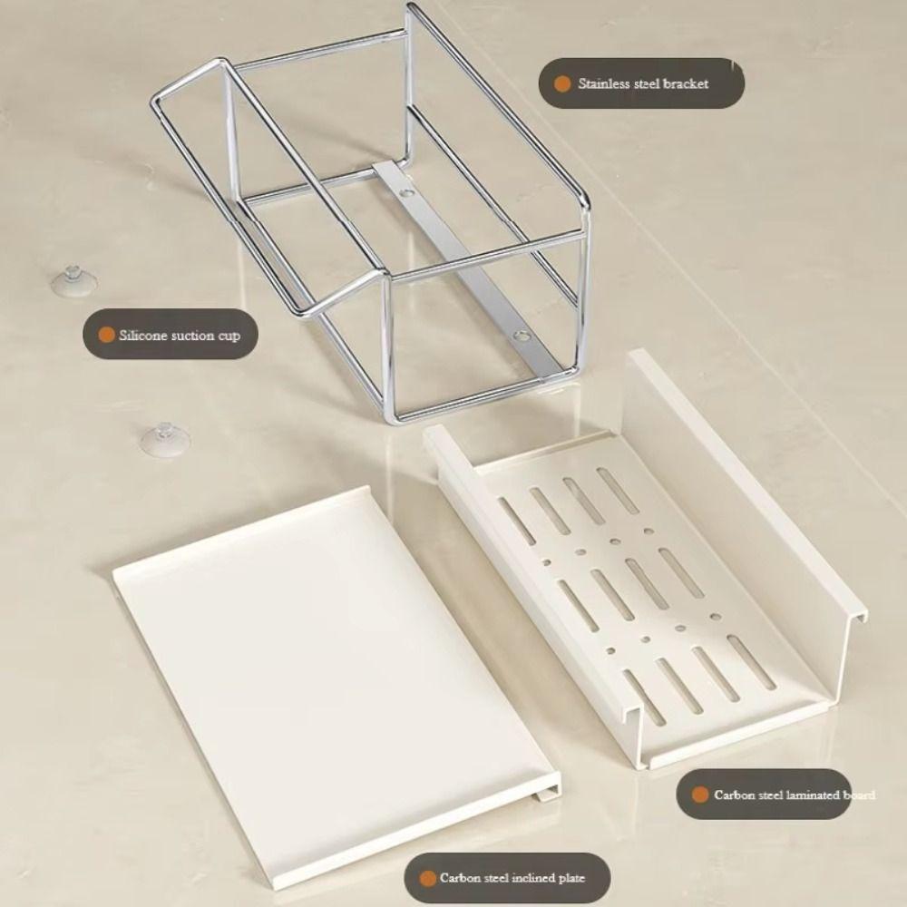 Carbon Steel/Stainless Steel Kitchen Sink Rack Auto Drain Tray Dish Soap Rack  Bathroom Storage