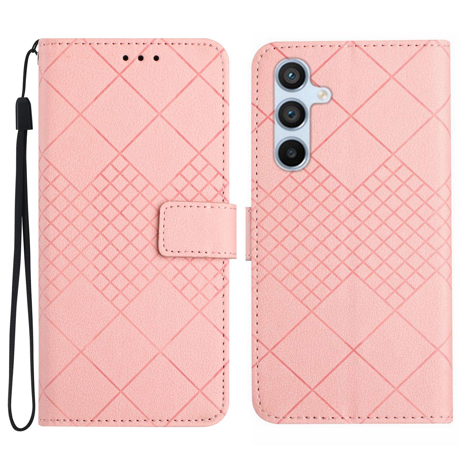 

For Samsung Galaxy A26 5G Wallet Phone Case Imprint PU Leather Flip Folio Cover Pink