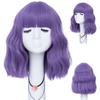Kurze lockige blaue Bobo-Synthetik-Cosplay-Perücken für Frauen, Orange, Rot, Grün, natürliches hitzebeständiges Haar mit Pony für Mädchen