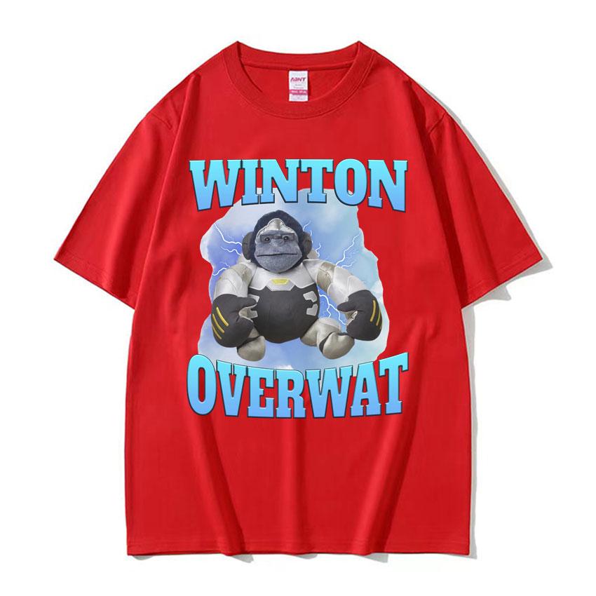 Winton Overwat Meme Funny Gaming T Shirt Men High Quality Casual Oversized Tshirts Unisex Retro Cartoon Pure Cotton Tshirt Tops