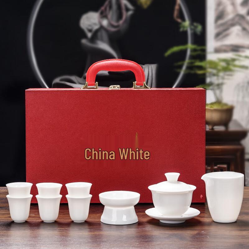 Yuzhuxun Mutton Fat Jade White Porcelain Tea Set
