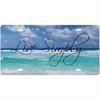 Live Simply" Women'S License Plate Sign - 6x12 Inch, Tropical Beach Design with Palm Trees & Ocean Waves