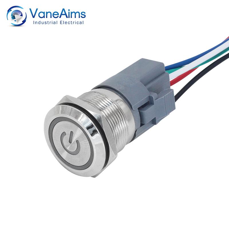 22mm Small Metal Button Latching Momentary Power Push Button Switch 3-6V/12V/24V/220V 5A for DIY Computer Car Panel Modification