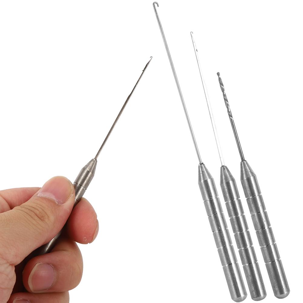 3pcs Stainless Steel Fishing Bait Stringer Drill Needle Portable AntiRust Fishing Tool