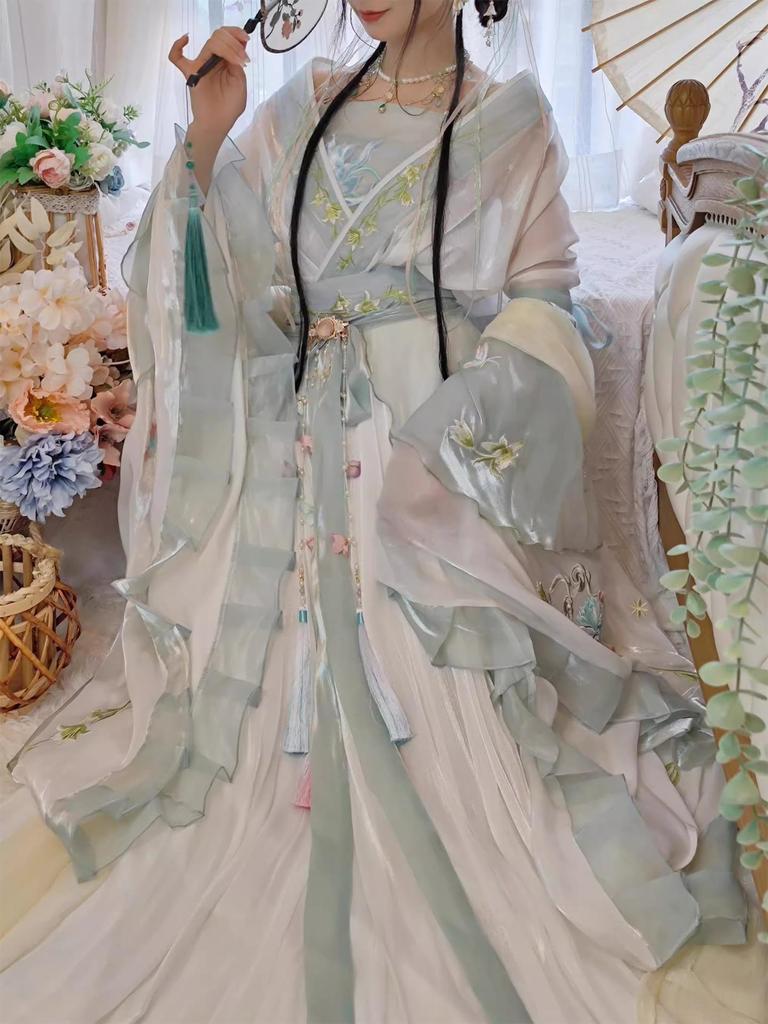 2026 Neuer Stil Hanfu Damen Stickset - Südliche/Nördliche Dynastien, Wei Jin, Weite Ärmel Ru Qiyao, Frühling/Sommer, Super Fee