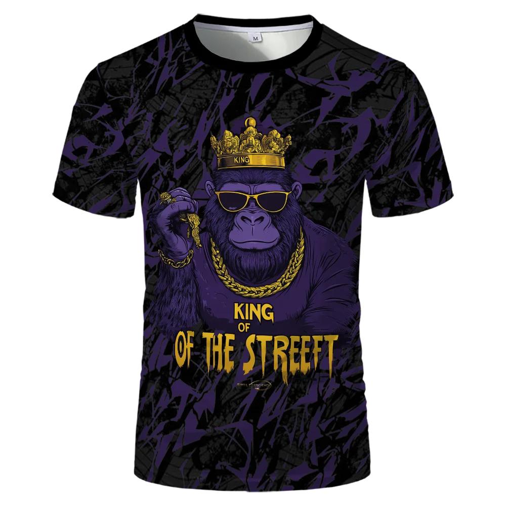 Round Neck Tie-dye Animal Pattern 3D Printed Fashionable Short Sleeved Men's T-shirts - Medium Stretch Polyester Fabric Summer Relaxed Fit Clothing