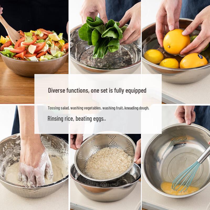 Mei Chu 3-Piece Stainless Steel Kitchen Bowl Set