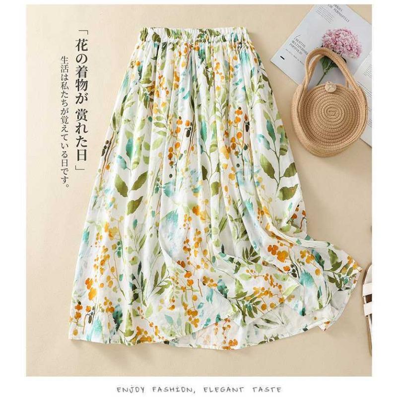 Summer A-Line Floral Big Hem Lined Half-body Skirt