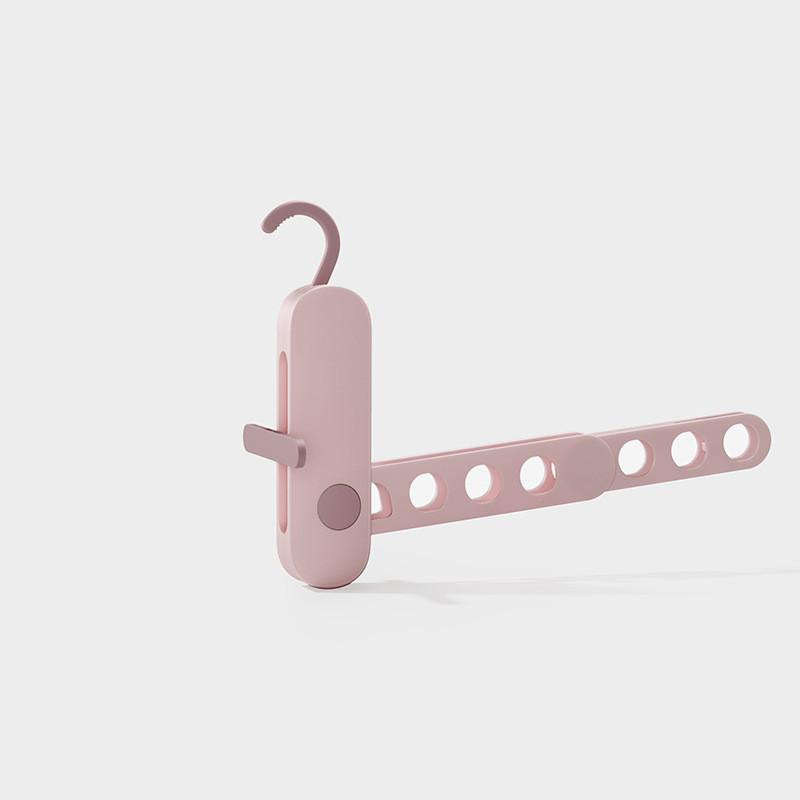 Multipurpose Foldable Clothes Hanging Rack With Single Bar For Portable Travel And Hotel Drying Pink