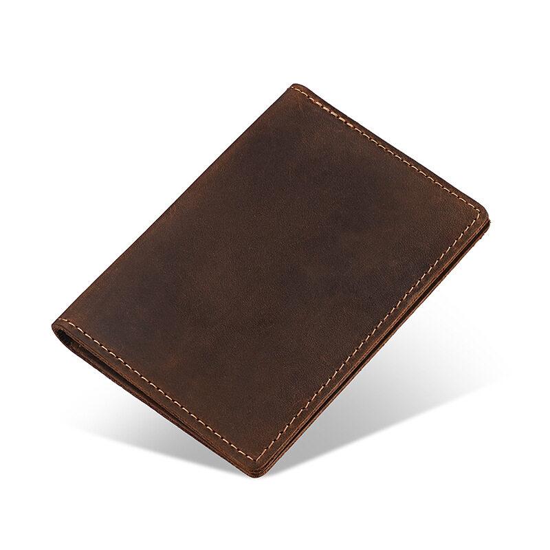 Retro Crazy Horse Leather Durable Credit Card Holder Men's Driving Document ID Card Cases Bank Card Leather Sheath Coffee Color