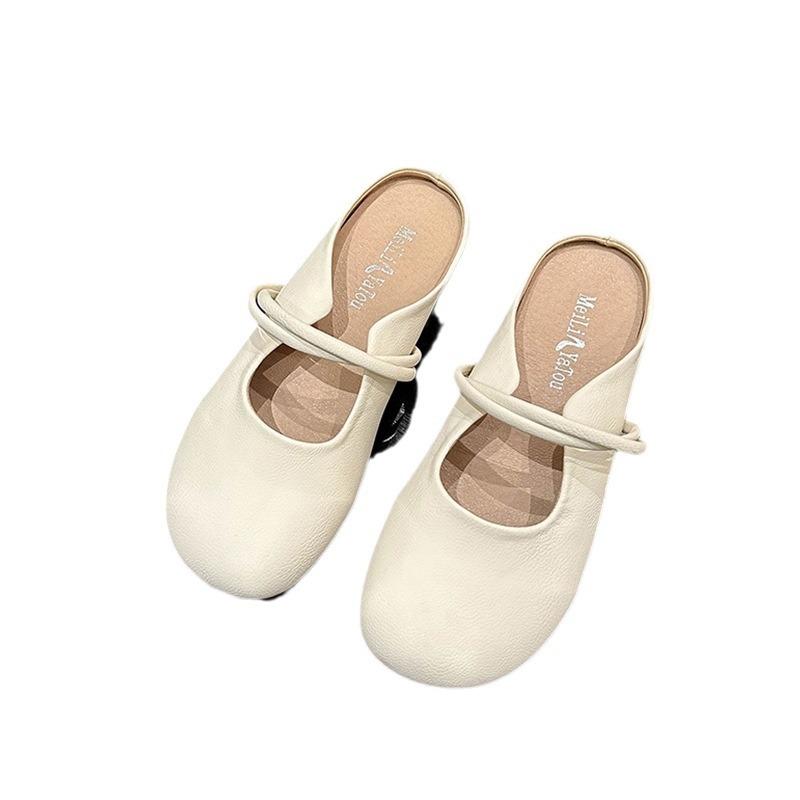 Milda févind mjuksulade enkelskor dam sommar 2025 nya rosett platt sula mössor bekväma grunda mormorsskor