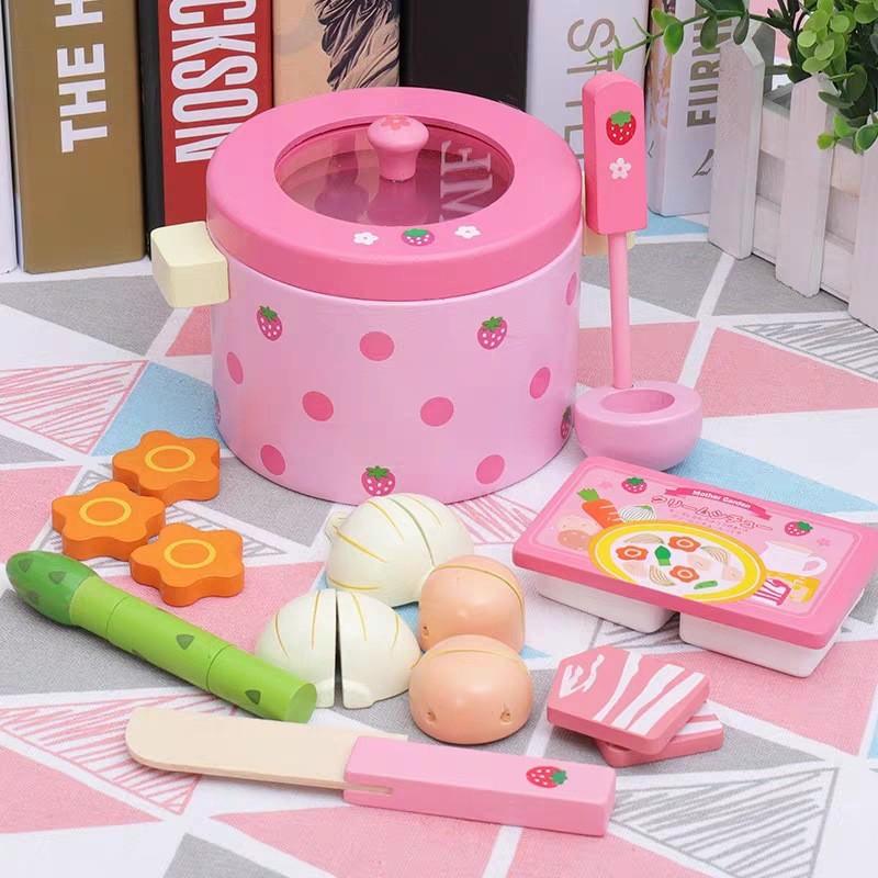 

Strawberry Vegetable Hot Pot Wooden Children s Play Toy рожевий/різнокольоровий