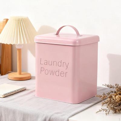 Rice Laundry Powder Container 5L with Spoon Metal Storage Countertop Organizer Jar