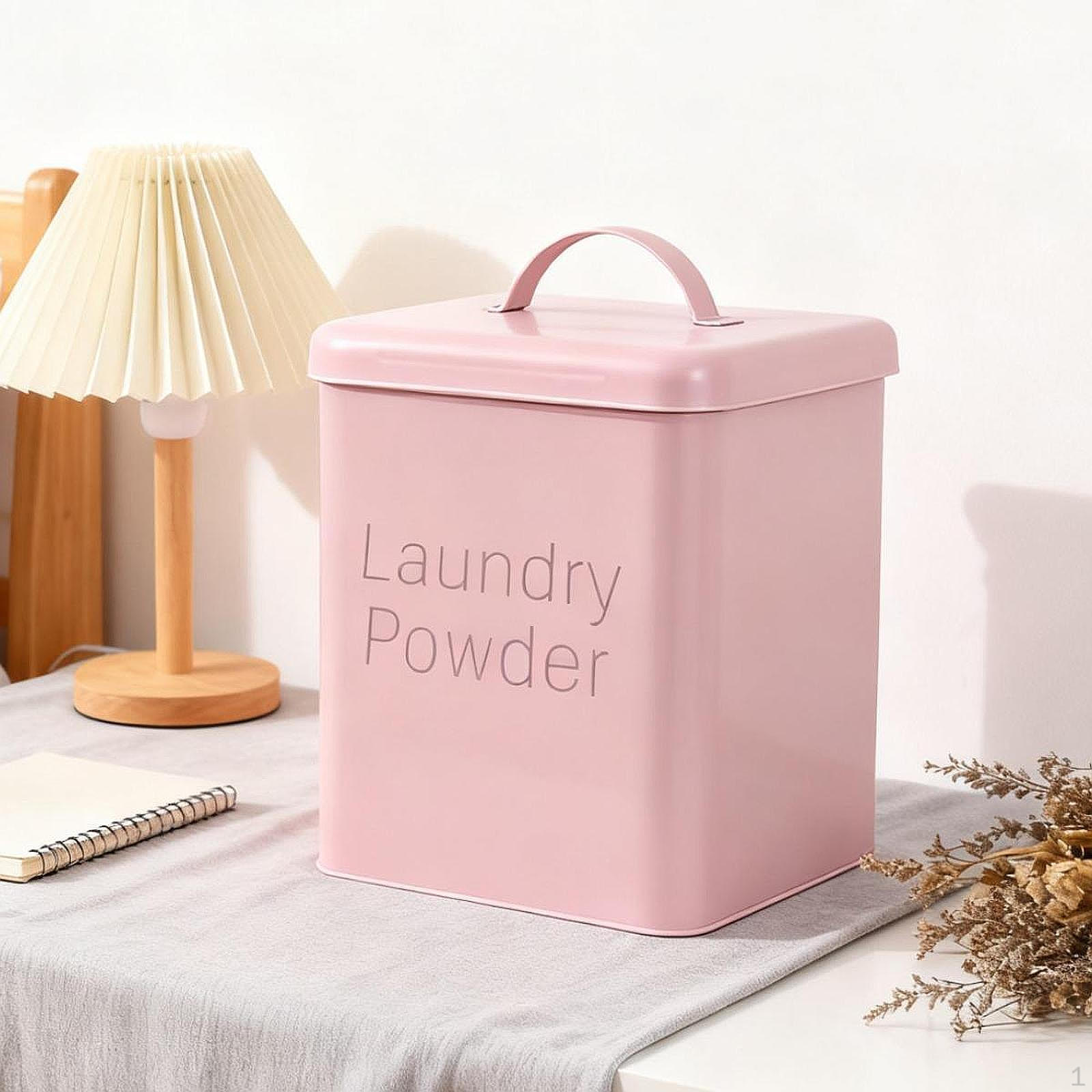 

Rice Laundry Powder Container 5L with Spoon Metal Storage Countertop Organizer Jar