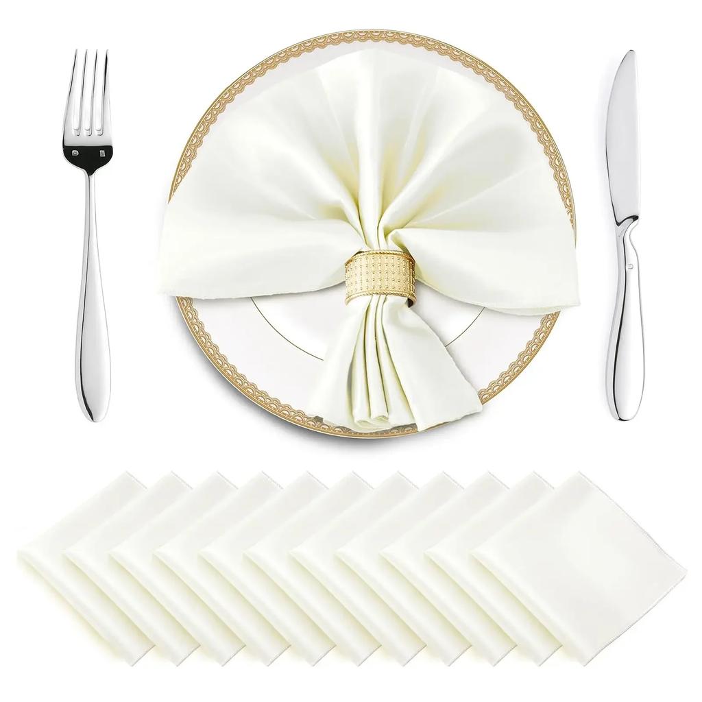 12 Pcs Satin Napkins 30x30cm, Square Smooth Dinner Napkins Silky Satin Cloth Napkins for Wedding Banquet Party Christmas Decor