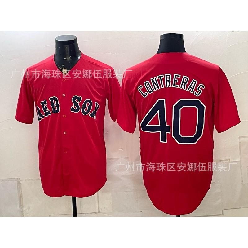 Maglietta da Baseball Unisex Ricamata Boston Red Sox Abbigliamento Sportivo Miscela di Cotone Traspirante Abbigliamento per tifosi
