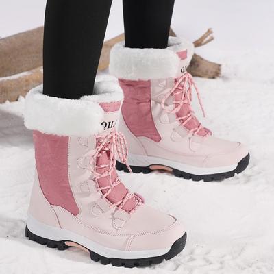Women's Plus Size High-Top Snow Boots - Warm, Outdoor Hiking & Ski Boots with Velvet Lining