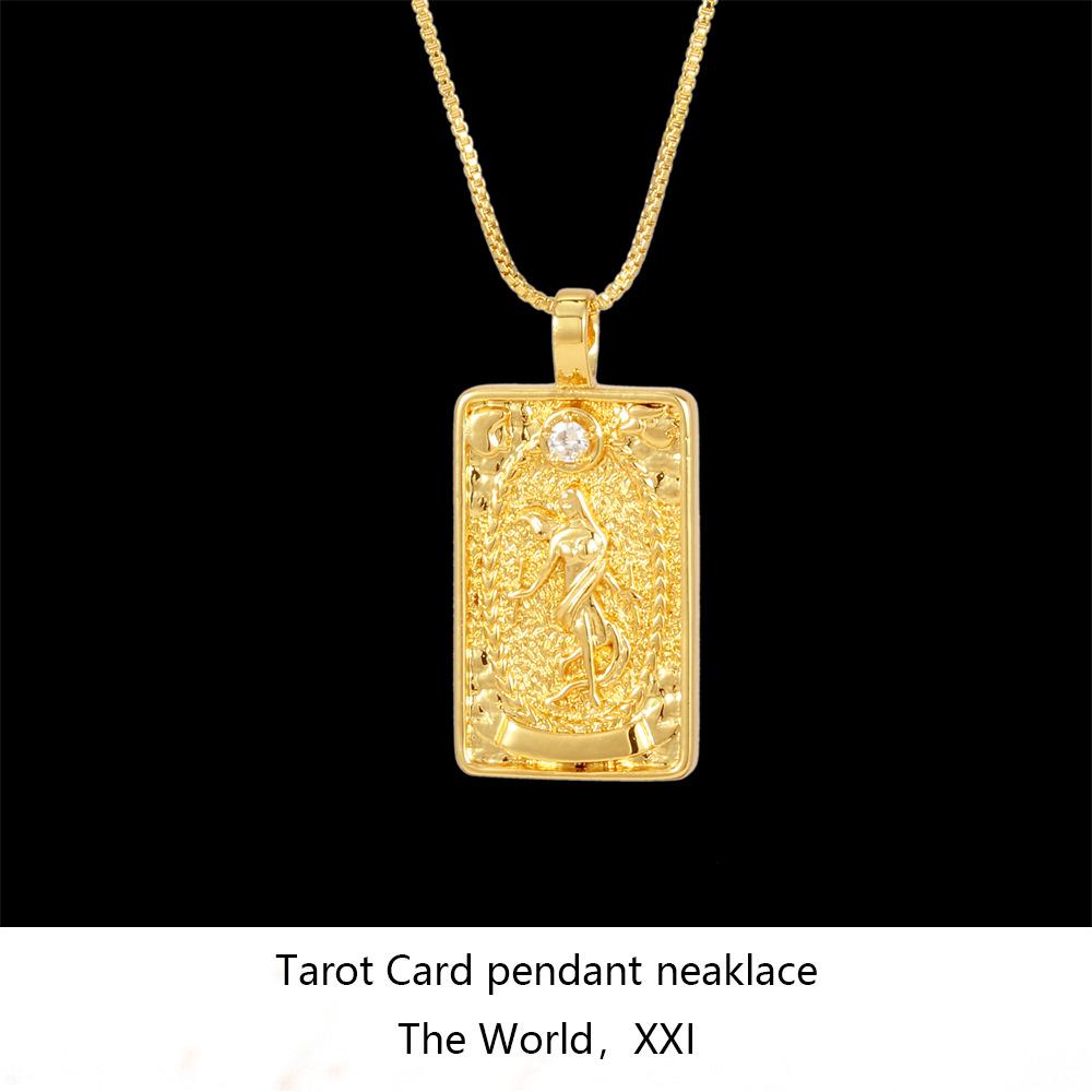 Nordic Solomon Tarot Card Necklace: Trendy Punk Hip Hop Style with Diamond Square Choker for Men and Women