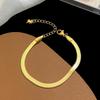 Stylish 18k Gold-Tone Titanium Steel Flat Snake Chain Bracelet for Women - Trendy Niche Design