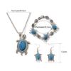 Vintage Exotic Fashionable Turquoise Turtle Necklace Set Three Pieces Bracelet Jewelry Earrings