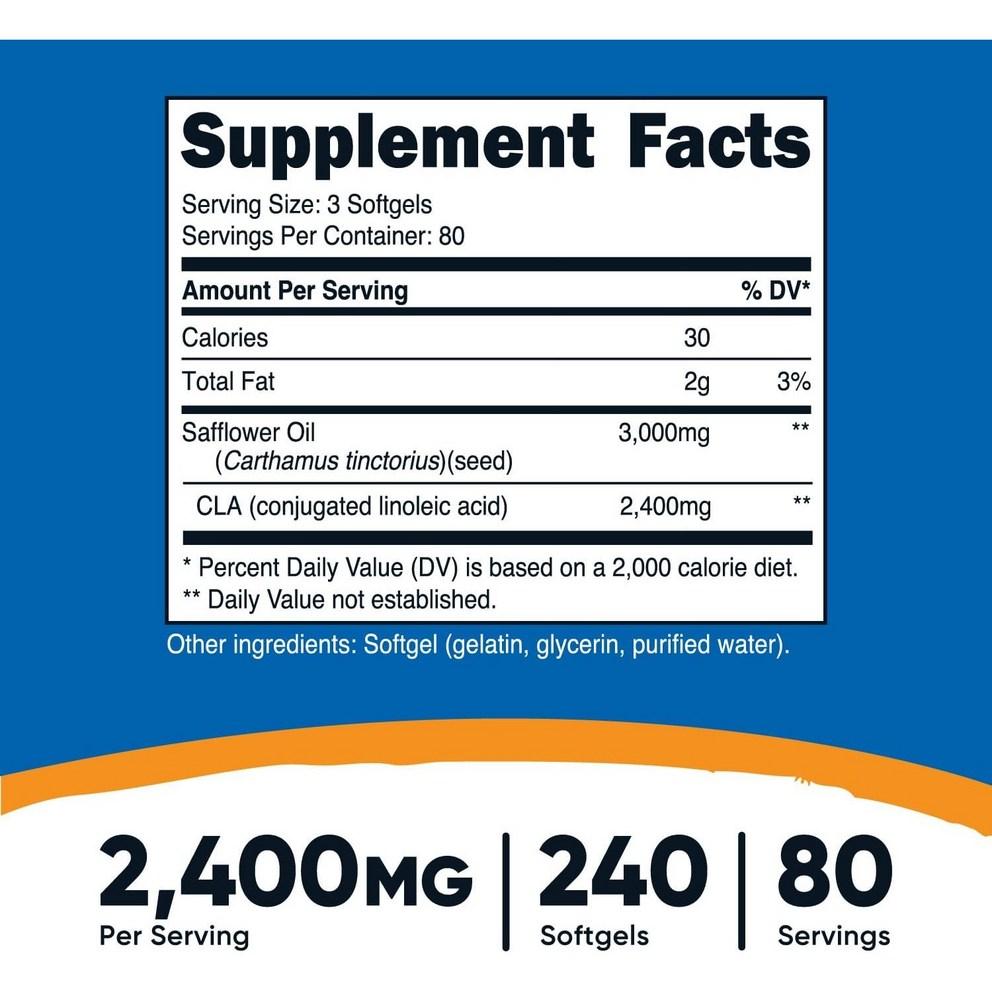 Nutricost CLA 2400mg Softgels, Gluten-Free, 240 Count