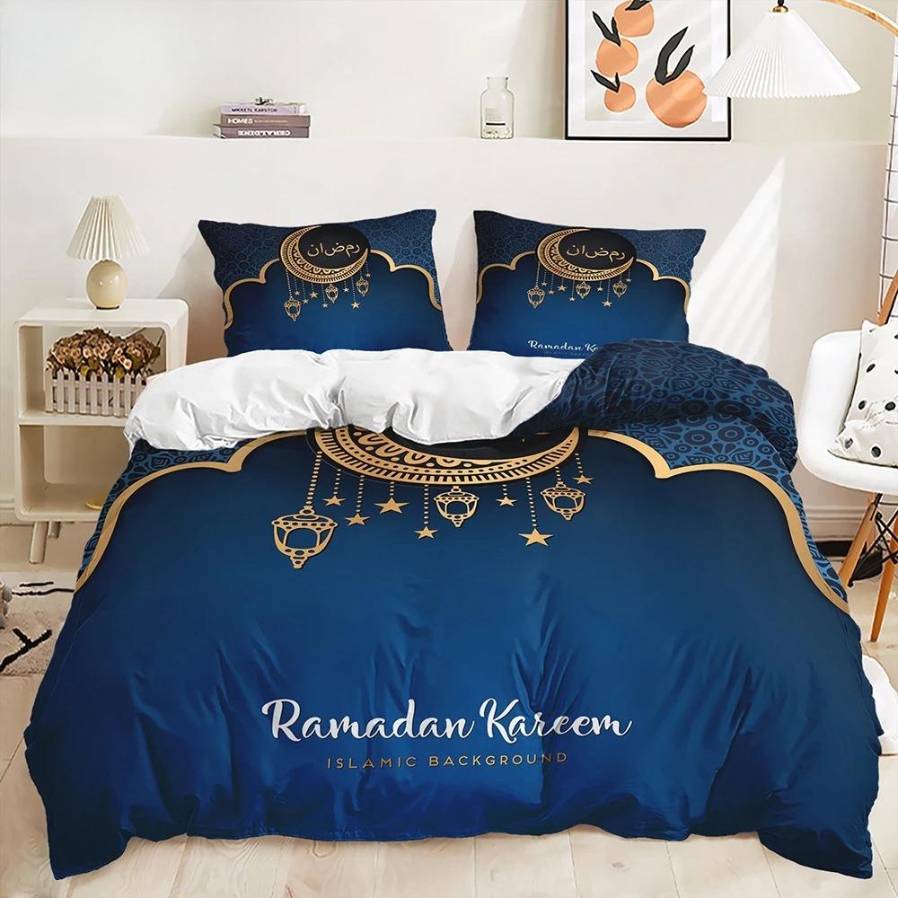 Stars And Moon Duvet Cover Twin King Muslim Ramadan Festival Bedding Set Microfiber Lamp Comforter Cover For Teen Adult Decor