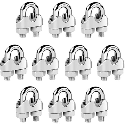 

fogman Wire Clips, M3, M4, M5, M6, Rope Clips, Stainless Steel, Fixed Brackets, Set of 10 (M3)
