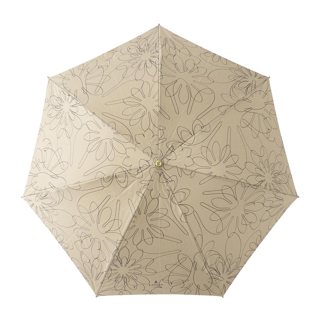 Moonbat en Rain Folding Easy Opening and Quick Printed Beige [Lanvin Bleu] Umbrella, Umbrella, Closing, Arch, Satin, Flowers, 21-084-11107-02,